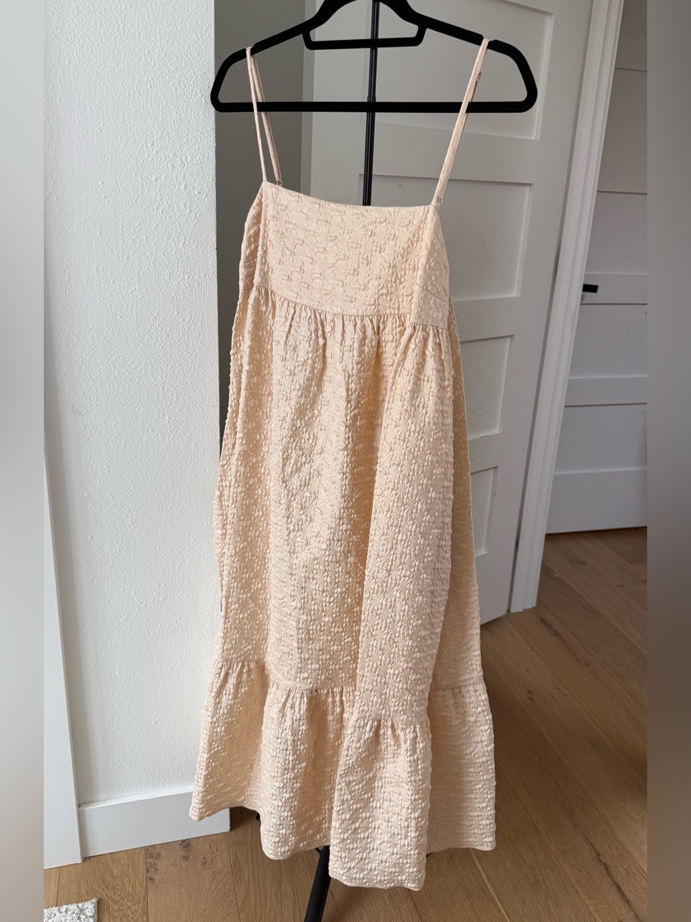 Kika Vargas Cream Textured Maxi Skirt with Ruffle Hem - Picture 2 of 9